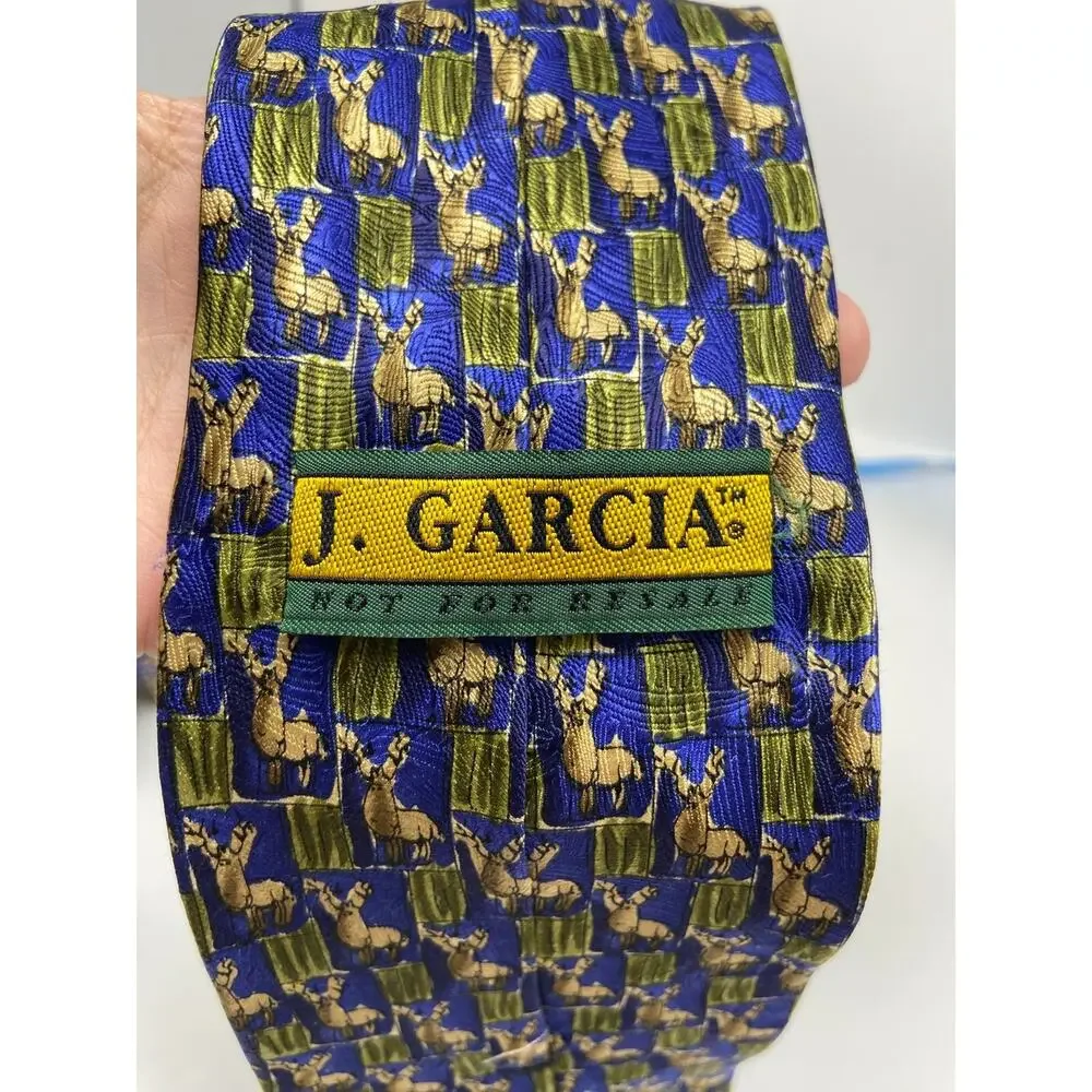 J. Garcia Collection Tie 100% Silk 1996‎ Estate VINTAGE Blue Green